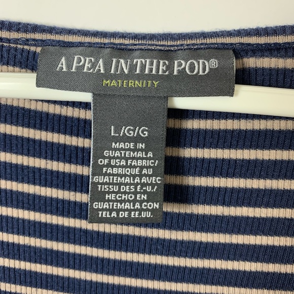 A Pea In The Pod Blue and Cream Striped Maxi Dress - Picture 4 of 4